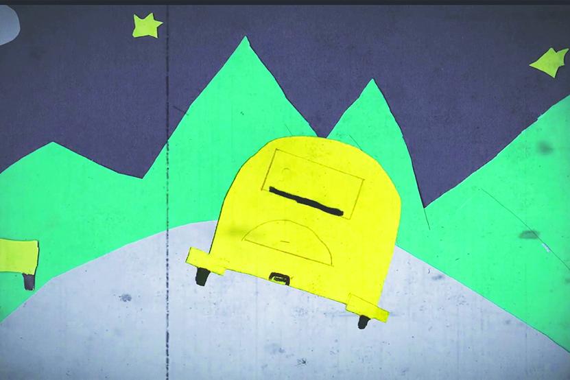 COllage of a car on a colourful background.