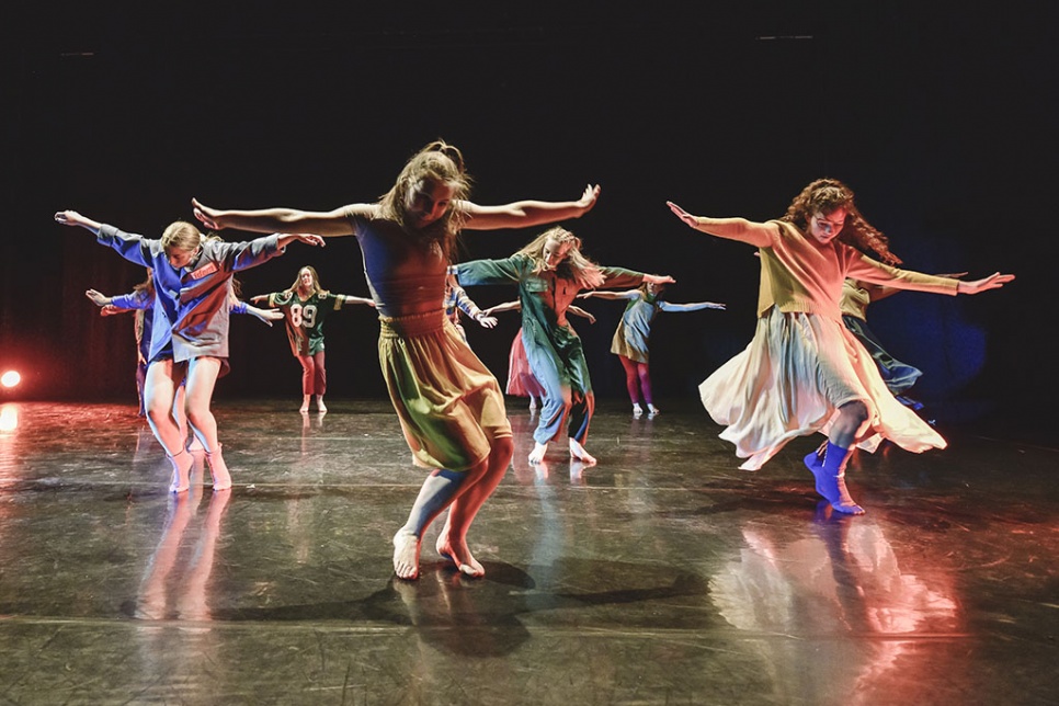 National Dance Company Wales Dancers on stage in costume