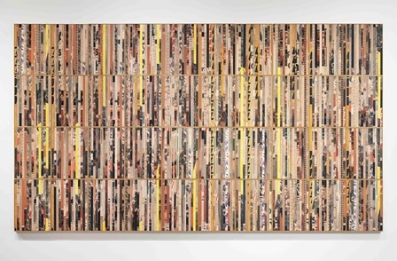 Sean Edwards, In parallel with the past, 2020. Image courtesy the artist & Tanya Leighton Berlin.  A Steel and wood installation by artist Sean Edwards