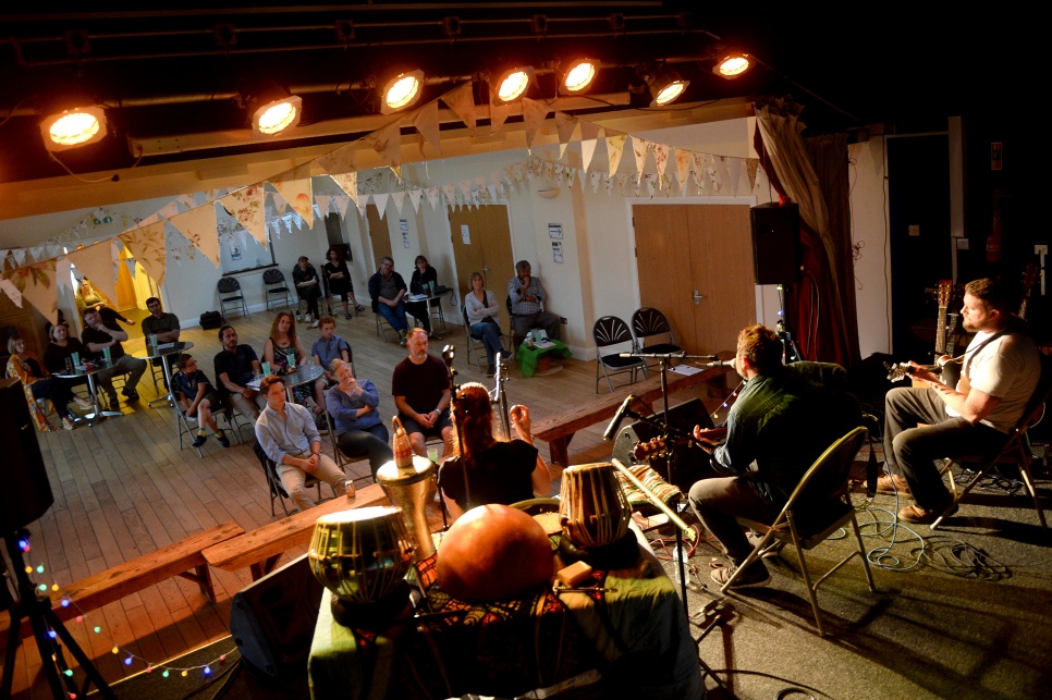 A Socially distance audience in a concert in Rudry