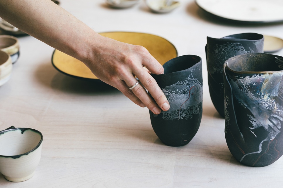 Person purchasing ceramics